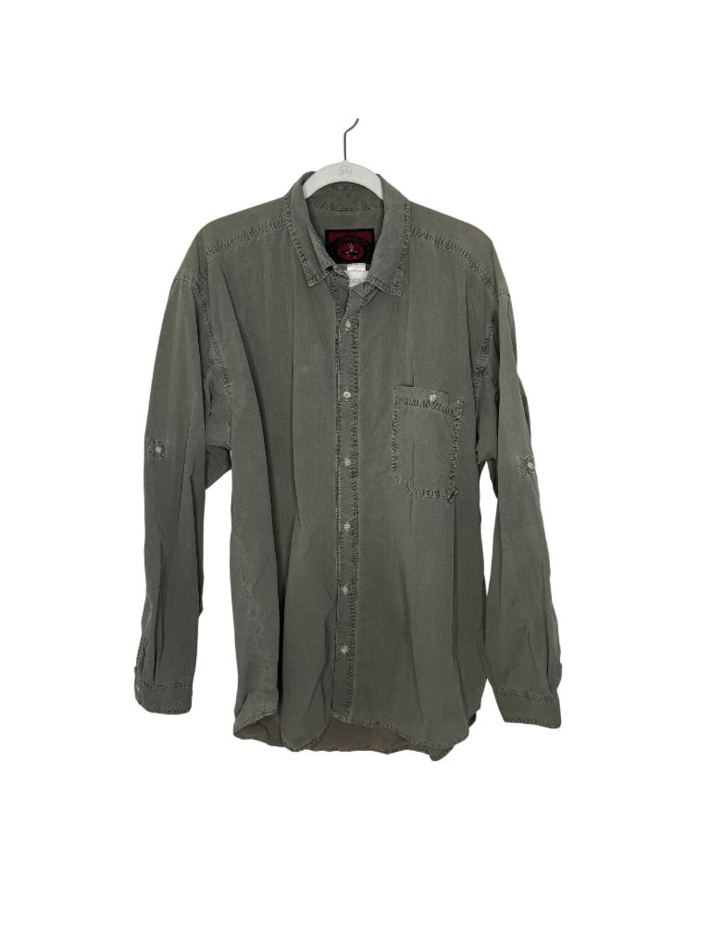 Gramicci Mens Nylon Green Long Sleeve Button-Up Shirt, L